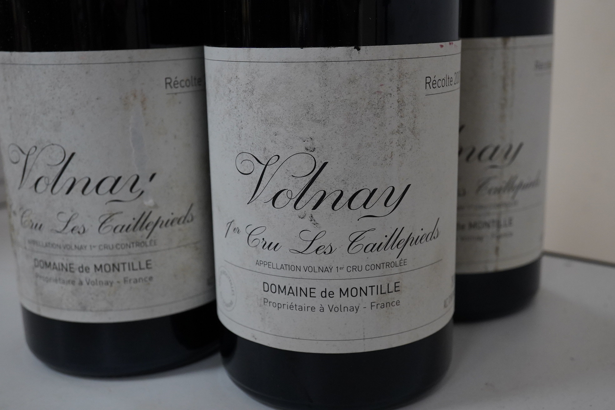 Four bottles of Volnay 1er Cru, 2007, domainede Monticello. Condition - good